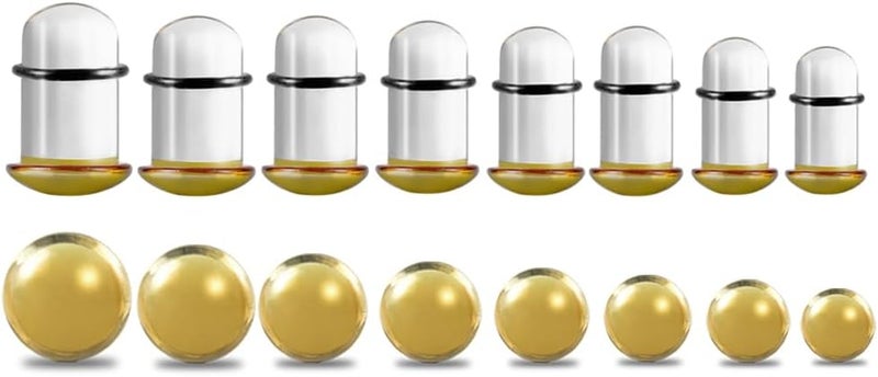 Atomhole Store 8 Pairs/16Pcs 14G-00G Glass Ear Gauges Stretching Kit Short Taper Expander Plugs Solid Tunnels Body Piercing Jewelry Set - Image 1